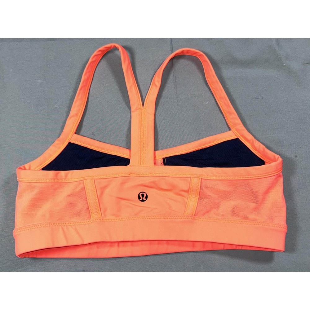 Lululemon Sports Bra Womens 6 Orange Racerback Mesh Panel Athletic Yoga Gym - Picture 3 of 3